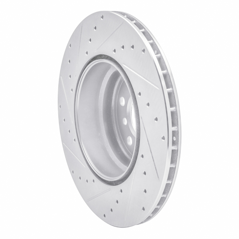 BMW X6 Brake Rotor (1) - Rear Right - R1 Concepts - Drilled & Slotted - Silver - `07-`19